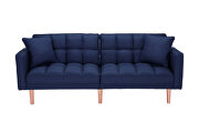 Futon sleeper sofa with 2 pillows navy blue fabric additional photo 5 of 9