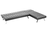 Reversible sectional sofa sleeper gray pu with metal legs additional photo 2 of 10