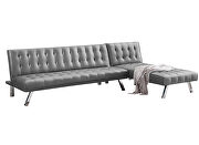 Reversible sectional sofa sleeper gray pu with metal legs additional photo 5 of 10