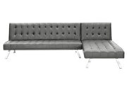 Reversible sectional sofa sleeper gray pu with metal legs by La Spezia additional picture 9