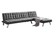 Reversible sectional sofa sleeper gray fabric additional photo 5 of 10