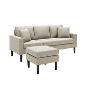Beige fabric sectional sofa left hand facing with 2 pillows additional photo 2 of 8