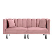 Futon sofa sleeper pink velvet metal legs additional photo 4 of 10