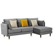 Light gray soft velvet fabric reversible sectional sofa by La Spezia additional picture 4