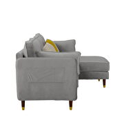 Light gray soft velvet fabric reversible sectional sofa by La Spezia additional picture 8