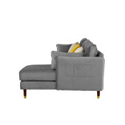 Light gray soft velvet fabric reversible sectional sofa by La Spezia additional picture 9