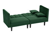 Futon sofa sleeper green velvet metal legs additional photo 5 of 7