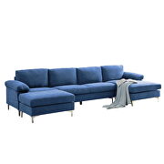 Navy blue fabric relax lounge convertible sectional sofa by La Spezia additional picture 3
