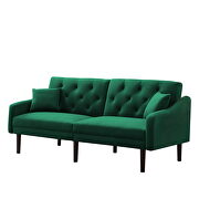 Green velvet upholstery futon sofa sleeper with 2 pillows by La Spezia additional picture 4