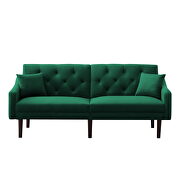 Green velvet upholstery futon sofa sleeper with 2 pillows by La Spezia additional picture 5