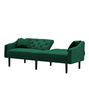 Green velvet upholstery futon sofa sleeper with 2 pillows by La Spezia additional picture 7