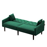 Green velvet upholstery futon sofa sleeper with 2 pillows by La Spezia additional picture 8