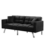 Black velvet futon sofa sleeper with 2 pillows by La Spezia additional picture 2