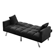 Black velvet futon sofa sleeper with 2 pillows by La Spezia additional picture 3