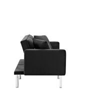 Black velvet futon sofa sleeper with 2 pillows by La Spezia additional picture 4