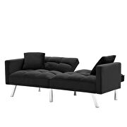 Black velvet futon sofa sleeper with 2 pillows by La Spezia additional picture 5