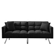 Black velvet futon sofa sleeper with 2 pillows by La Spezia additional picture 6