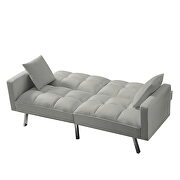 Gray velvet futon sofa sleeper with 2 pillows by La Spezia additional picture 2