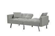 Gray velvet futon sofa sleeper with 2 pillows by La Spezia additional picture 3