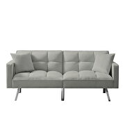 Gray velvet futon sofa sleeper with 2 pillows by La Spezia additional picture 4