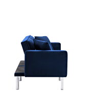 Navy blue velvet futon sofa sleeper with 2 pillows by La Spezia additional picture 2