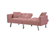 Pink velvet futon sofa sleeper with 2 pillows by La Spezia additional picture 2