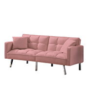 Pink velvet futon sofa sleeper with 2 pillows by La Spezia additional picture 4