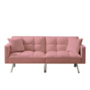 Pink velvet futon sofa sleeper with 2 pillows by La Spezia additional picture 5