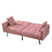 Pink velvet futon sofa sleeper with 2 pillows by La Spezia additional picture 6