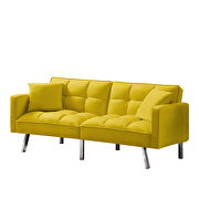 Yellow velvet futon sofa sleeper with 2 pillows by La Spezia additional picture 2