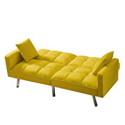 Yellow velvet futon sofa sleeper with 2 pillows by La Spezia additional picture 4