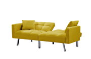Yellow velvet futon sofa sleeper with 2 pillows by La Spezia additional picture 5