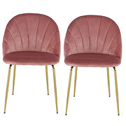 Modern pink dining chair(set of 2 ) with iron tube golden legs, velvet cushions and comfortable backrest additional photo 3 of 15