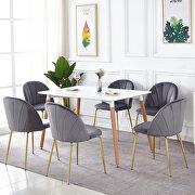 Modern gray dining chair (set of 2) with iron tube golden legs, velvet cushion and comfortable backrest by La Spezia additional picture 17