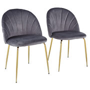 Modern gray dining chair (set of 2) with iron tube golden legs, velvet cushion and comfortable backrest by La Spezia additional picture 7