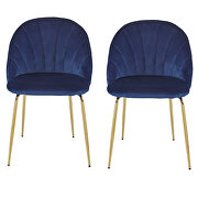Modern blue dining chair (set of 2) with iron tube golden legs, velvet cushion and comfortable backrest by La Spezia additional picture 13