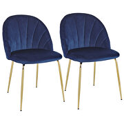 Modern blue dining chair (set of 2) with iron tube golden legs, velvet cushion and comfortable backrest by La Spezia additional picture 14