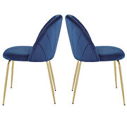 Modern blue dining chair (set of 2) with iron tube golden legs, velvet cushion and comfortable backrest by La Spezia additional picture 15