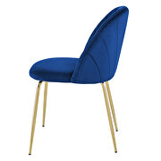 Modern blue dining chair (set of 2) with iron tube golden legs, velvet cushion and comfortable backrest additional photo 3 of 19
