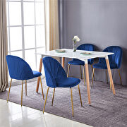 Modern blue dining chair (set of 2) with iron tube golden legs, velvet cushion and comfortable backrest additional photo 4 of 19