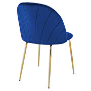 Modern blue dining chair (set of 2) with iron tube golden legs, velvet cushion and comfortable backrest additional photo 5 of 19