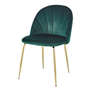 Modern green-black dining chair (set of 2) with iron tube golden legs, velvet cushion and comfortable backrest additional photo 2 of 16