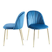 Modern blue haze dining chair (set of 2) with iron tube golden legs, velvet cushion and comfortable backrest by La Spezia additional picture 10