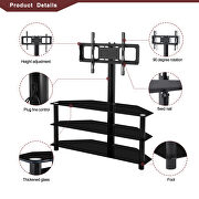 Black multi-function TV stand height adjustable bracket swivel 3-tier by La Spezia additional picture 5