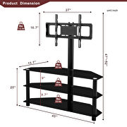Black multi-function TV stand height adjustable bracket swivel 3-tier by La Spezia additional picture 7