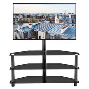 Black multi-function TV stand height adjustable bracket swivel 3-tier by La Spezia additional picture 8