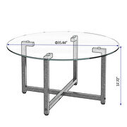 Round transparent tempered glass top and black legs coffee table by La Spezia additional picture 3