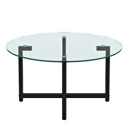 Round transparent tempered glass top and black legs coffee table by La Spezia additional picture 4