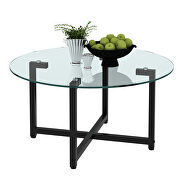 Round transparent tempered glass top and black legs coffee table by La Spezia additional picture 5