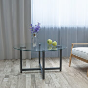 Round transparent tempered glass top and black legs coffee table by La Spezia additional picture 6